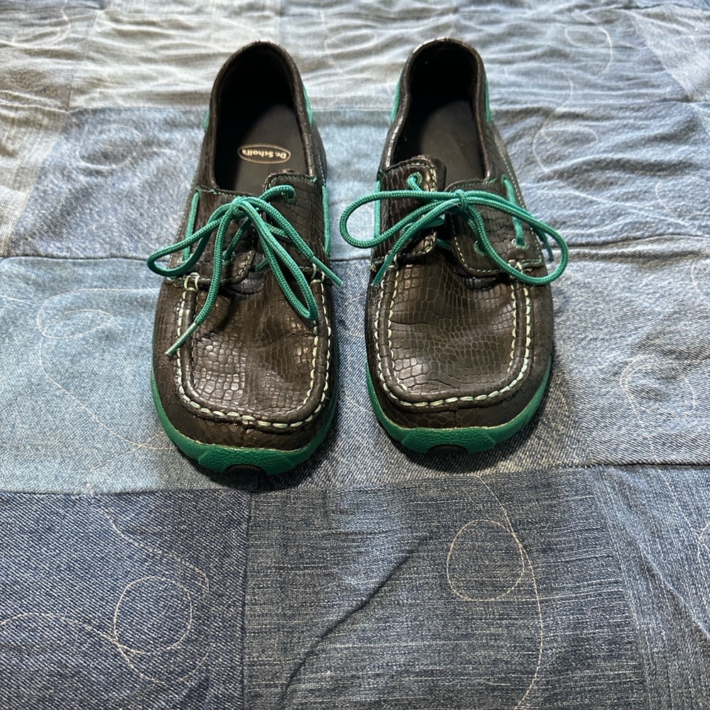 Twisted X Black and Green Moccasins